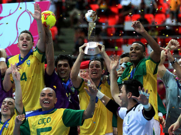 Reigning champions Brazil celebrate after winning the world cup in 2012 Reigning champions Brazil celebrate after winning the world cup in 2012