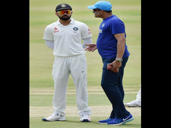 Captain Virat Kohli with Head Coach Anil Kumble during a practice match on the fifth day of the preparatory camp ahead of West Indies tour, in Bengaluru. Captain Virat Kohli with Head Coach Anil Kumble during a practice match on the fifth day of the preparatory camp ahead of West Indies tour, in Bengaluru.