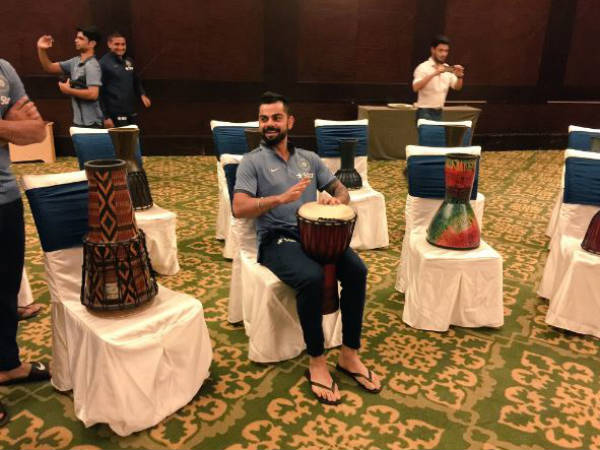 Virat Kohli at the bonding session over music Virat Kohli at the bonding session over music