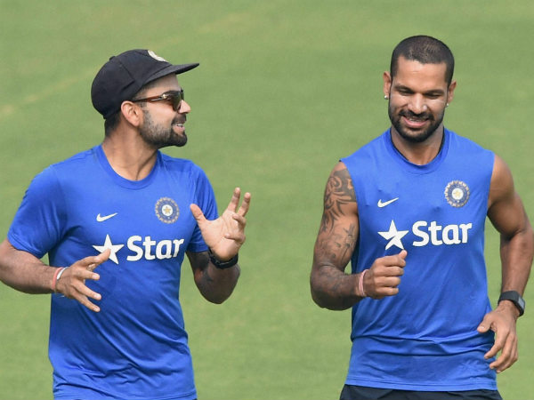 File photo: Kohli (left) and Dhawan run during a training session File photo: Kohli (left) and Dhawan run during a training session