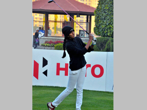 Aditi Ashok plays a shot during Hero Women's Indian Open 2012 Cup Aditi Ashok plays a shot during Hero Women's Indian Open 2012 Cup