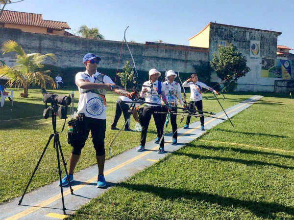 Indian archery team members Atanu Das, Laxmirani Majhi, Deepika Kumari and Bombayla Devi Laishram shooting at the Olympic Training Centre in Marica near Rio de Janerio on July 14 Indian archery team members Atanu Das, Laxmirani Majhi, Deepika Kumari and Bombayla Devi Laishram shooting at the Olympic Training Centre in Marica near Rio de Janerio on July 14