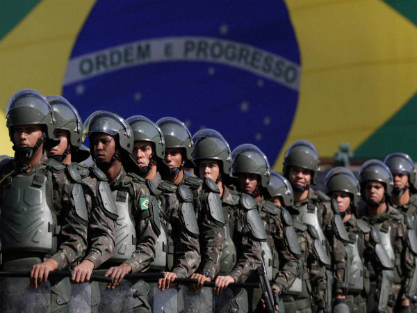 Brazilian Army soldiers take part in military exercise during presentation of the security forces for the Rio 2016 Olympic games Brazilian Army soldiers take part in military exercise during presentation of the security forces for the Rio 2016 Olympic games