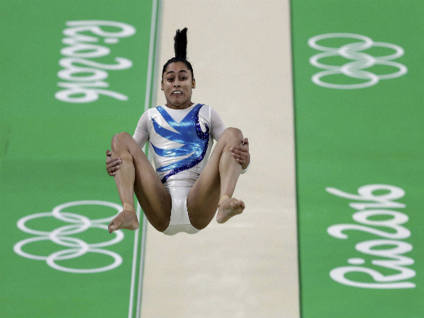 Indian gymnast Dipa Karmakar trains on the vault Indian gymnast Dipa Karmakar trains on the vault