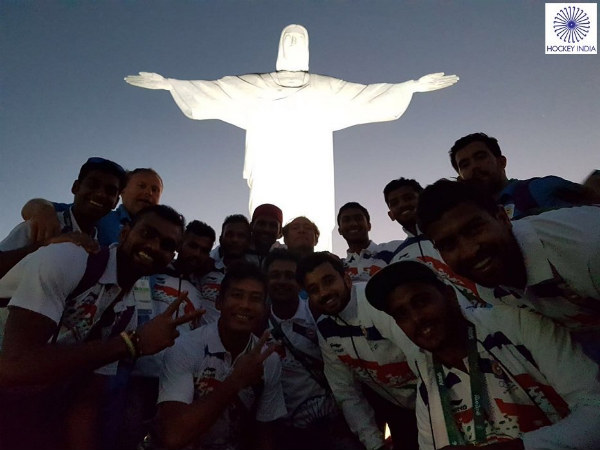 Team India’s visit to Rio's famous statue of Christ the Redeemer (Image courtesy: Hockey India Twitter) Team India’s visit to Rio's famous statue of Christ the Redeemer (Image courtesy: Hockey India Twitter)