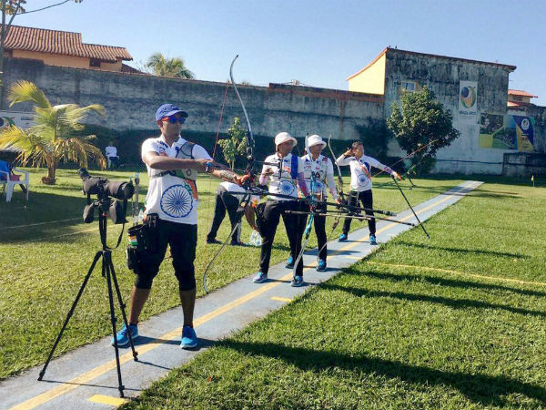 Indian archery team members Atanu Das, Laxmirani Majhi, Deepika Kumari and Bombayla Devi Laishram shooting at the Olympic Training Centre in Marica near Rio de Janerio. Indian archery team members Atanu Das, Laxmirani Majhi, Deepika Kumari and Bombayla Devi Laishram shooting at the Olympic Training Centre in Marica near Rio de Janerio.