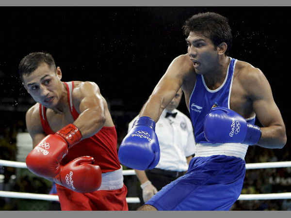 Uzbekistan's Fazliddin Gaibnazarov, left, andIndia's Manoj Kumar exchange punches during a men's lightwelter weight 64-kg preliminary boxing match at the 2016 Summer Olympics in Rio de Janeiro, Brazil, Sunday, Aug. 14, 2016. Uzbekistan's Fazliddin Gaibnazarov, left, andIndia's Manoj Kumar exchange punches during a men's lightwelter weight 64-kg preliminary boxing match at the 2016 Summer Olympics in Rio de Janeiro, Brazil, Sunday, Aug. 14, 2016.