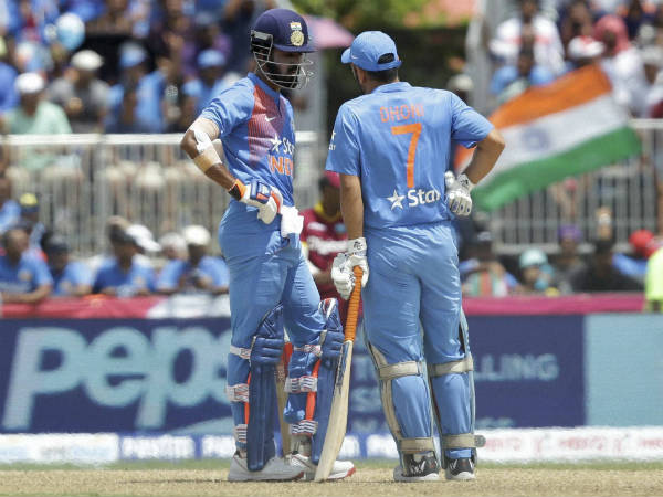Rahul (left) and Dhoni during their partnership in 1st T20I Rahul (left) and Dhoni during their partnership in 1st T20I