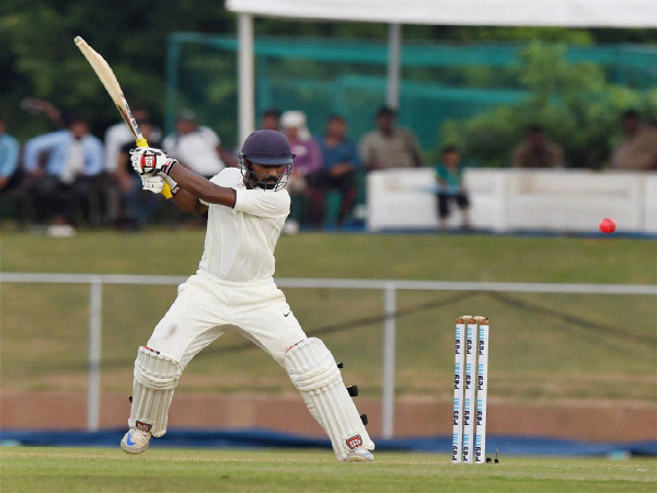 Abhinav Mukund plays a shot during India Red-India Green Duleep Trophy pink-ball match Abhinav Mukund plays a shot during India Red-India Green Duleep Trophy pink-ball match