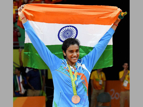 PV Sindhu celebrating with her silver medal at Rio Olympics 2016 recently PV Sindhu celebrating with her silver medal at Rio Olympics 2016 recently