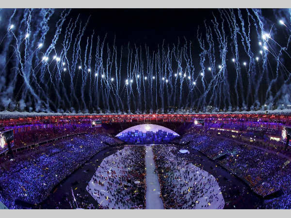 Fireworks explode during the opening ceremony Fireworks explode during the opening ceremony