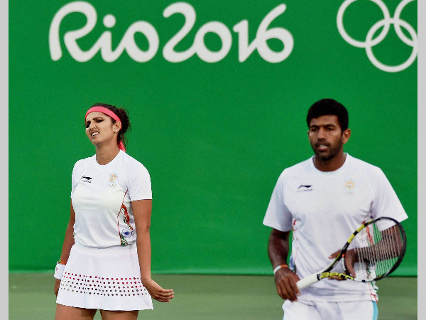 Sania (left) and Rohan react after their loss in bronze medal match at Rio Olympics Sania (left) and Rohan react after their loss in bronze medal match at Rio Olympics