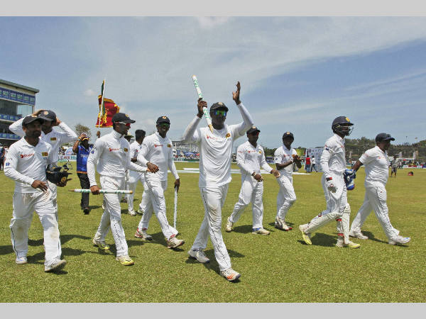 Sri Lanka players celebrate their victory in the 2nd Test Sri Lanka players celebrate their victory in the 2nd Test