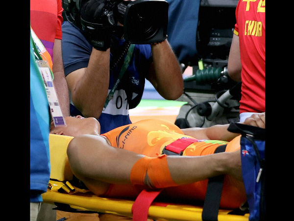 dian wrestler Vinesh Phogat injured during the Women's freestyle 48 kg at 2016 Summer Olympics at Rio de Janeiro in Brazil. dian wrestler Vinesh Phogat injured during the Women's freestyle 48 kg at 2016 Summer Olympics at Rio de Janeiro in Brazil.