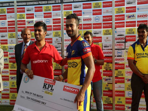Man of the match Arjun Hoysala (right) Man of the match Arjun Hoysala (right)