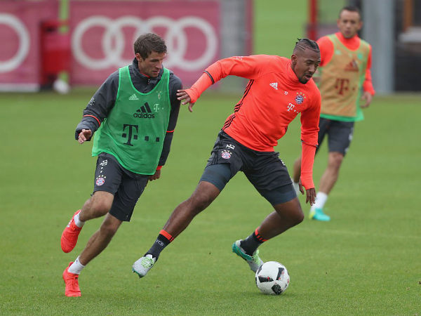 Jerome Boateng (right) at Bayern training (Image courtesy: Bayern Munich Twitter handle) Jerome Boateng (right) at Bayern training (Image courtesy: Bayern Munich Twitter handle)