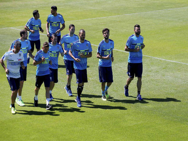Italian players practicing ahead of their quarter final clash against Germany during Euro 2016. Italian players practicing ahead of their quarter final clash against Germany during Euro 2016.