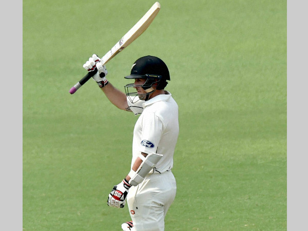 Luke Ronchi celebrates his ton against Mumbai in warm-up game Luke Ronchi celebrates his ton against Mumbai in warm-up game