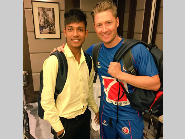 Sandeep (left) with Clarke. Photo from Sandeep's Twitter page Sandeep (left) with Clarke. Photo from Sandeep's Twitter page