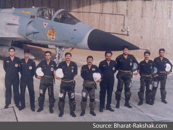 IAF pilots stand in front of a Mirage 2000 aircraft during the Kargil war in 1999 IAF pilots stand in front of a Mirage 2000 aircraft during the Kargil war in 1999