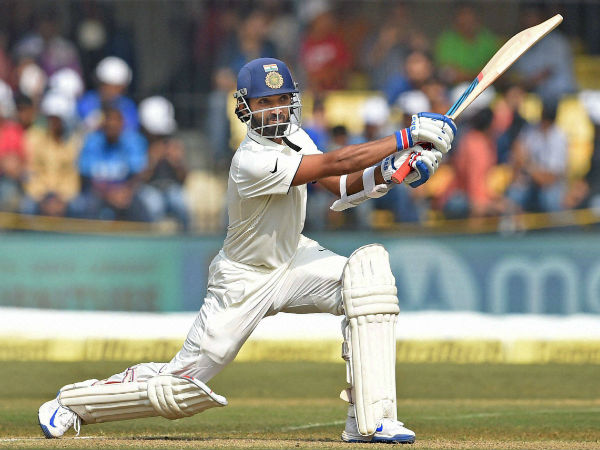 Indian batsman Ajinkya Rahane plays a shot on the second day of the third Test match against New Zealand in Indore on Sunday. Indian batsman Ajinkya Rahane plays a shot on the second day of the third Test match against New Zealand in Indore on Sunday.