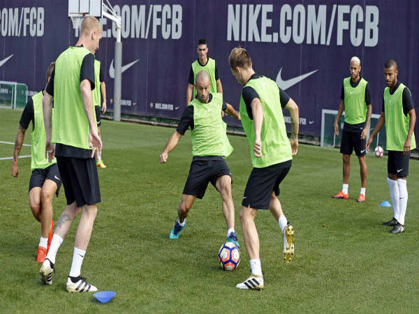 FC Barcelona players at training (Image courtesy: FC Barcelona Twitter handle) FC Barcelona players at training (Image courtesy: FC Barcelona Twitter handle)