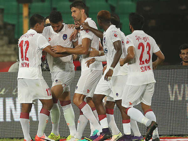 Delhi Dynamos players celebrate (Image courtesy: ISL Twitter handle) Delhi Dynamos players celebrate (Image courtesy: ISL Twitter handle)