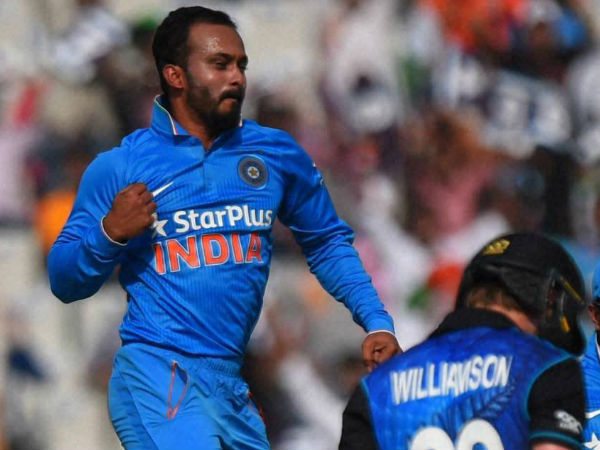 Kedar Jadhav (left) celebrates after dismissing Kane Williamson (right) in the 3rd ODI in Mohali on October 23 Kedar Jadhav (left) celebrates after dismissing Kane Williamson (right) in the 3rd ODI in Mohali on October 23