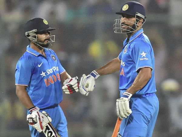 Kedar Jadhav (left) and MS Dhoni during their partnership in the 2nd ODI against New Zealand in Delhi Kedar Jadhav (left) and MS Dhoni during their partnership in the 2nd ODI against New Zealand in Delhi
