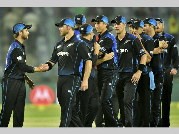 New Zeland players celebrate after winning the 2nd ODI against India in Delhi New Zeland players celebrate after winning the 2nd ODI against India in Delhi