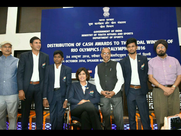 Sports Minister Vijay Goel honouring medal winners at Rio 2016. Sports Minister Vijay Goel honouring medal winners at Rio 2016.