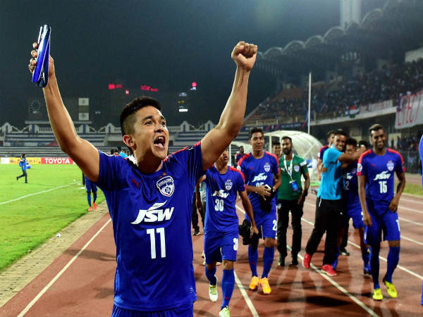 Sunil Chhetri celebrate after winning semi-final Sunil Chhetri celebrate after winning semi-final