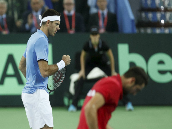 Argentina's Juan Martin Del Potro reacts after winning a point against Croatia's Marin Cilic Argentina's Juan Martin Del Potro reacts after winning a point against Croatia's Marin Cilic