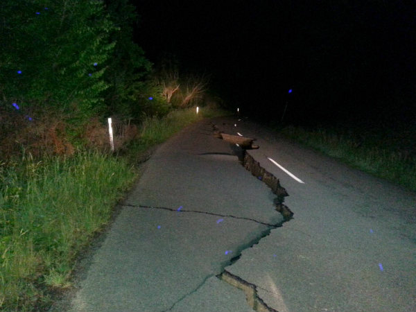 A large fissure runs along Kaikoura Road about two hours north of Christchurch Monday, November 14, after a major earthquake struck New Zealand's south Island early Monday. A large fissure runs along Kaikoura Road about two hours north of Christchurch Monday, November 14, after a major earthquake struck New Zealand's south Island early Monday.