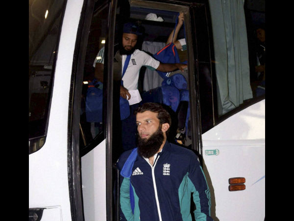 Moeen Ali and Adil Rashid getting out of team bus at Mumbai Moeen Ali and Adil Rashid getting out of team bus at Mumbai