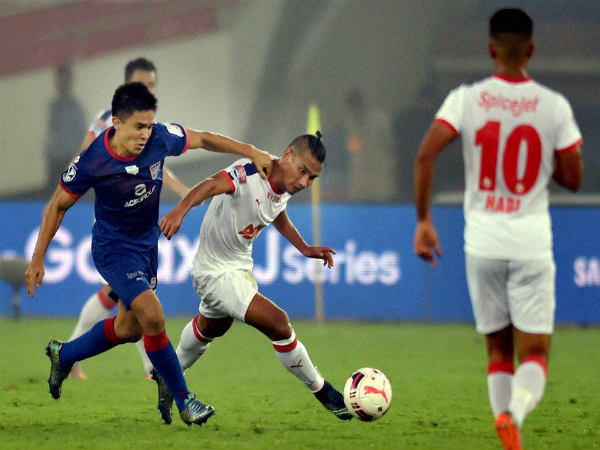 Sunil Chhetri (left) in Mumbai City FC colours Sunil Chhetri (left) in Mumbai City FC colours