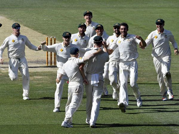 Australian players celebrate defeating Pakistan by more than an innings on the fifth day of their second cricket test in Melbourne Australian players celebrate defeating Pakistan by more than an innings on the fifth day of their second cricket test in Melbourne