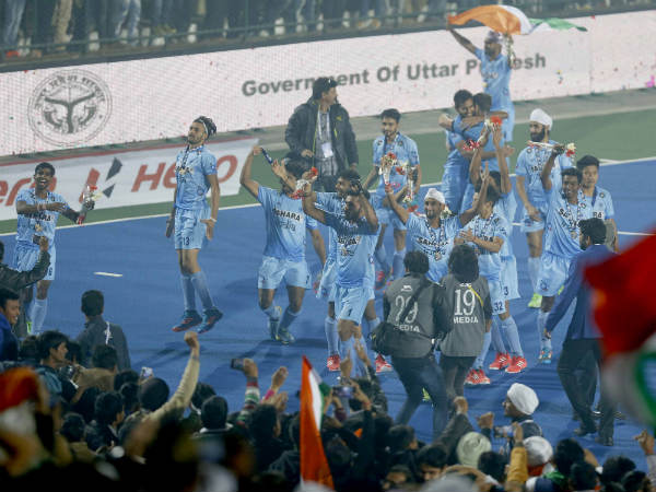 Ecstatic Indian players after the triumph Ecstatic Indian players after the triumph