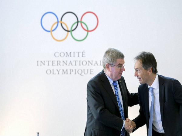 File photo: IOC president Thomas Bach (left) and IOC director general Christophe De Keeper File photo: IOC president Thomas Bach (left) and IOC director general Christophe De Keeper