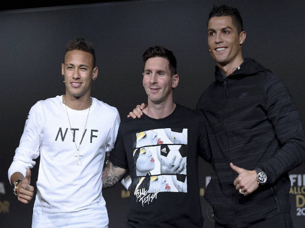 From left: Neymar, Lionel Messi, Cristiano Ronaldo From left: Neymar, Lionel Messi, Cristiano Ronaldo