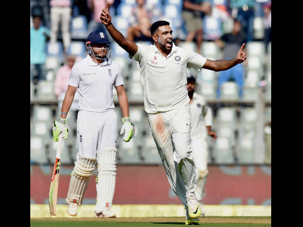 Indian spinner R Ashwin celebrates the wicket of England batsman Keaton Jennings on the first day of the fourth Test match against India in Mumbai. Indian spinner R Ashwin celebrates the wicket of England batsman Keaton Jennings on the first day of the fourth Test match against India in Mumbai.