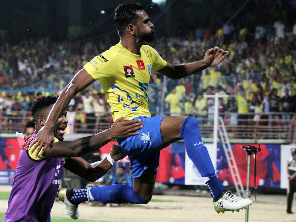 CK Vineeth celebrates (Image courtesy: ISL Twitter handle) CK Vineeth celebrates (Image courtesy: ISL Twitter handle)