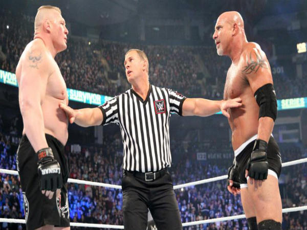 Goldberg (right) and Brock Lesnar (left) (Image courtesy: wwe.com) Goldberg (right) and Brock Lesnar (left) (Image courtesy: wwe.com)
