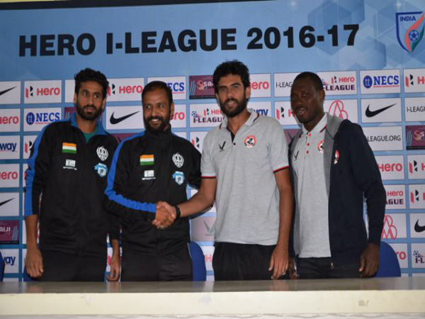 Minerva coach (left) with Aizawl FC coach Khalid Jameel (Image courtesy: I-League Twitter handle) Minerva coach (left) with Aizawl FC coach Khalid Jameel (Image courtesy: I-League Twitter handle)