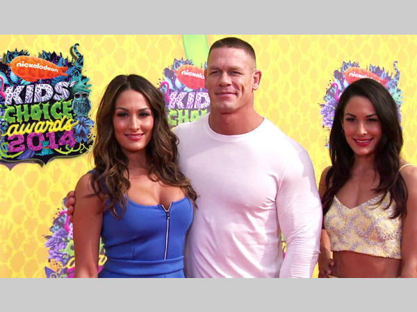 Nikki Bella, John Cena & Brie Bella at 2014 Kids choice awards (image courtesy Youtube) Nikki Bella, John Cena & Brie Bella at 2014 Kids choice awards (image courtesy Youtube)