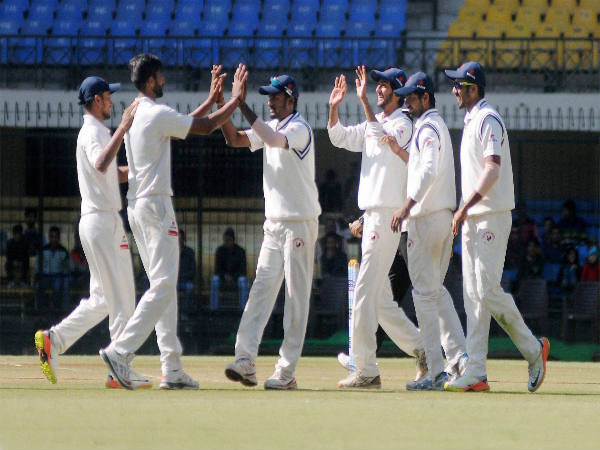 File photo: Gujarat bowler Chintan Gaja celebrates with team-mates File photo: Gujarat bowler Chintan Gaja celebrates with team-mates