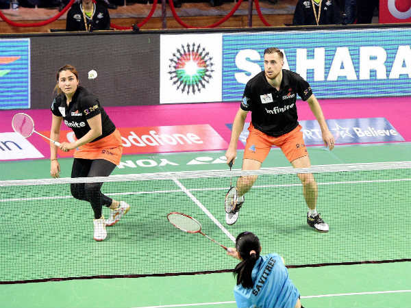 File photo: Jwala Gutta (left) with his Delhi Acers partner Vladimir Ivanov File photo: Jwala Gutta (left) with his Delhi Acers partner Vladimir Ivanov