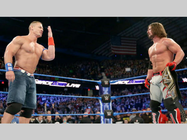 John Cena (left) with AJ Styles (image courtesy WWE.com) John Cena (left) with AJ Styles (image courtesy WWE.com)