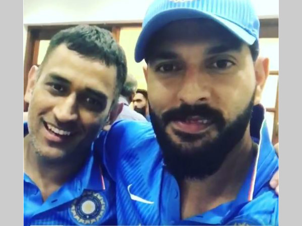 Screengrab: MS Dhoni (left) and Yuvraj Singh in the video shared by the latter Screengrab: MS Dhoni (left) and Yuvraj Singh in the video shared by the latter