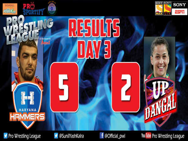 Haryana beat UP 5-2 (Image courtesy: PWL Twitter handle) Haryana beat UP 5-2 (Image courtesy: PWL Twitter handle)